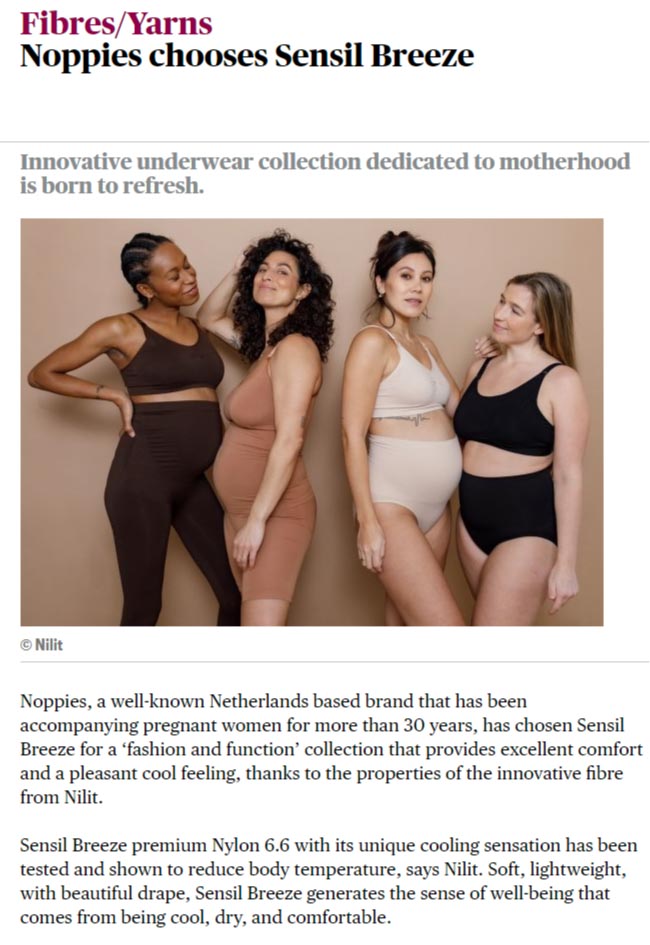 Noppies, a well-known Netherlands based brand that has been accompanying pregnant women for more than 30 years, has chosen Sensil Breeze